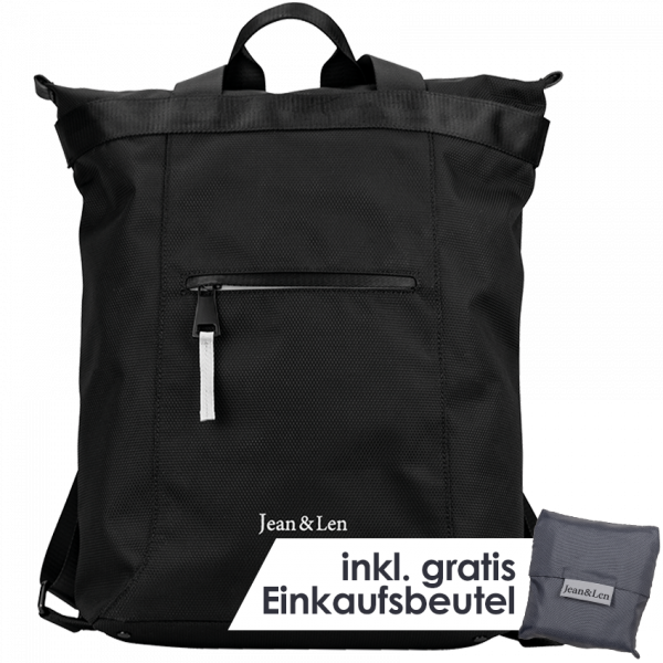 Rucksack "Hamburg" black mit Einkaufstasche