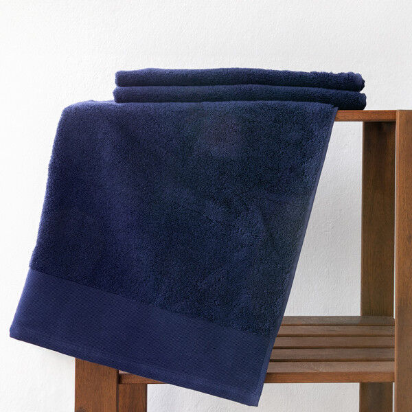 Dusch-Handtuch aus 100% Bio-Baumwolle dunkelblau, 70x140cm